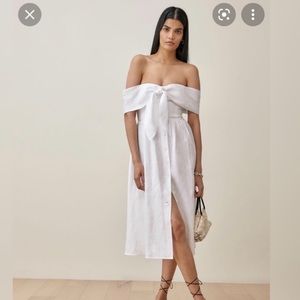 Reformation Barrington linen dress, size 4, white